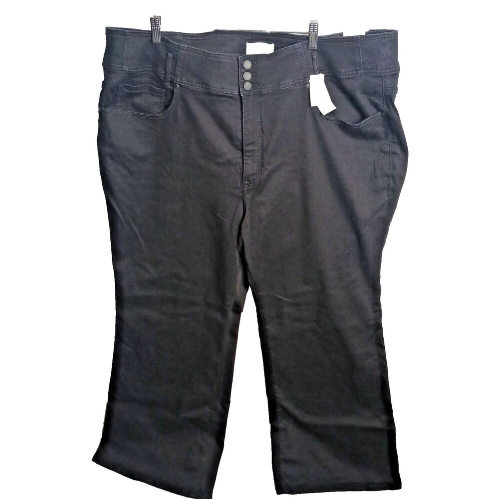 Lane Bryant Size 28 W Ultra High Rise Black Wide Leg Jeans Flex Magic Waist NWT